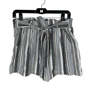 Blu Dahlia Linen Blend Shorts Women’s Size M Striped Tan Gray White